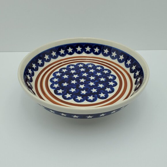 Polish Pottery Stars & Stripes Pie Plate Stars and Stripes Pie Dish - Picture 3 of 7